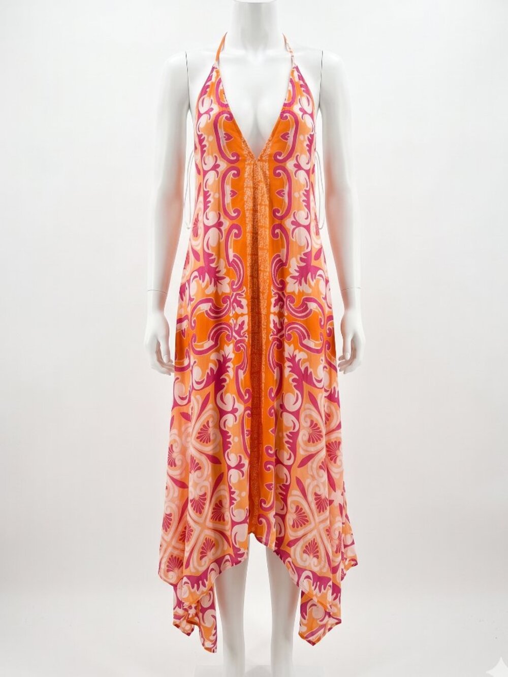 Anthropologie Medallion Print Halter Maxi Dress